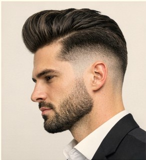 Modern pompadour fade hairstyle for men