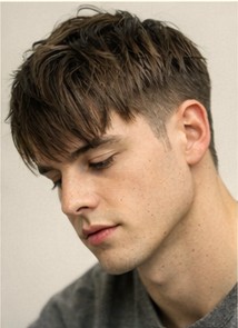 Textured fringe hairstyle men